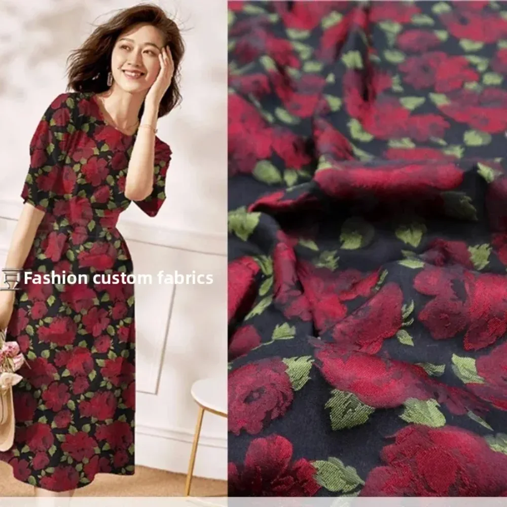 

Vintage Rose-colored Woven Jacquard Dress Suit Jacket Fashion Brocade Fabric Cloth for Dress by the Meter Sewing