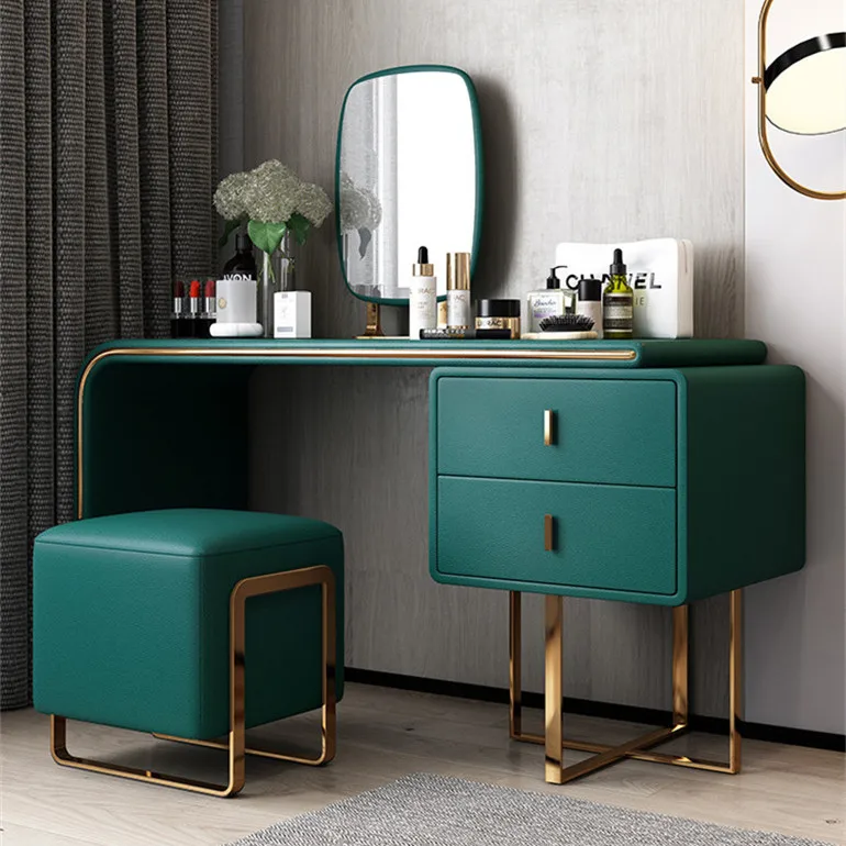 

leather mercury high-definition mirror practical luxury cosmetic simple bedroom modern good quality apartment dressing table