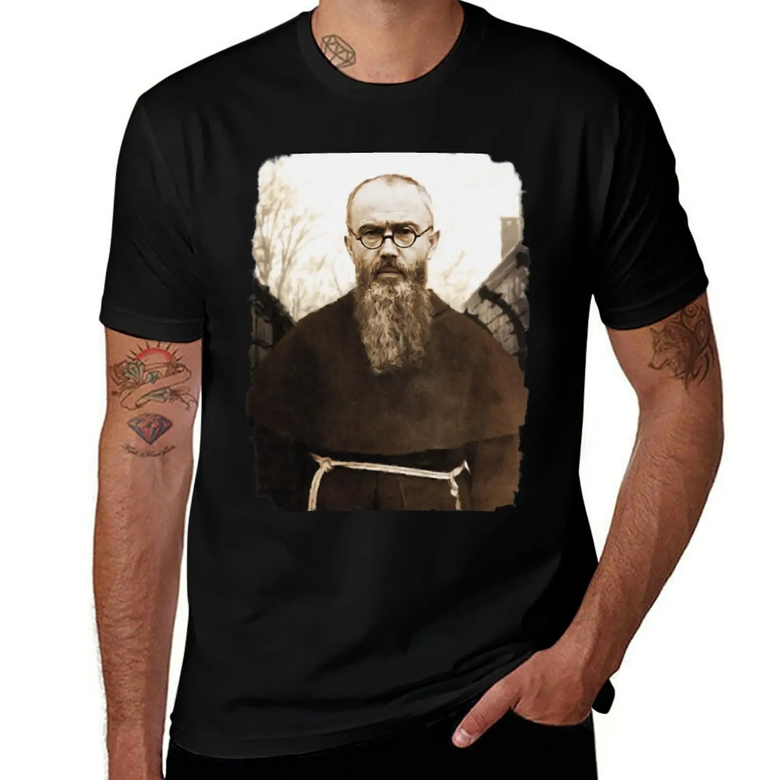 Футболка Saint Maximilian Kolbe, повседневная футболка с графическим принтом