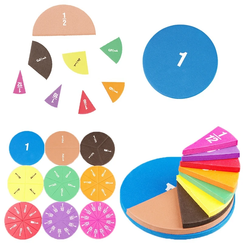 4X fracciones circulares que contienen juguetes educativos de matemáticas para edades tempranas para niños operación de matemáticas juguetes de enseñanza de aprendizaje