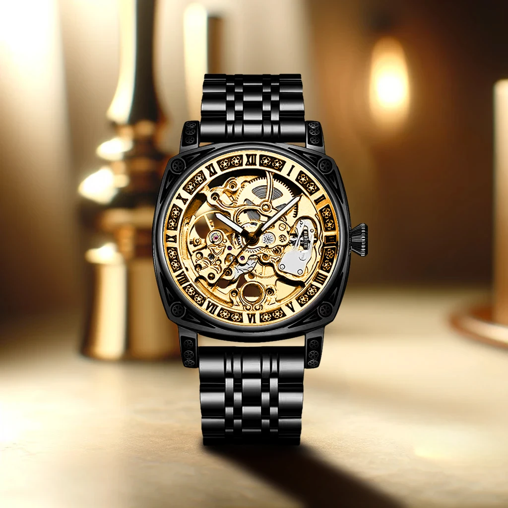 New men\'s watch with business style,high-end atmosphere and upscale design,novel and unique,simple and luminous mechanical watch