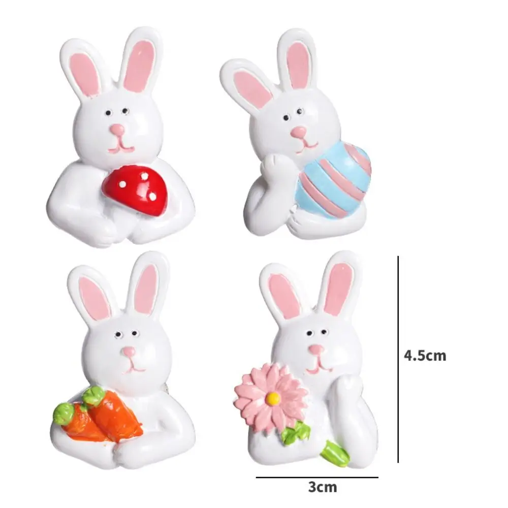 4 Buah Stiker Kelinci Paskah DIY Selamat Paskah Stiker Kulkas 3D Resin Casing Ponsel Kartun Kawaii Aksesori Mobil