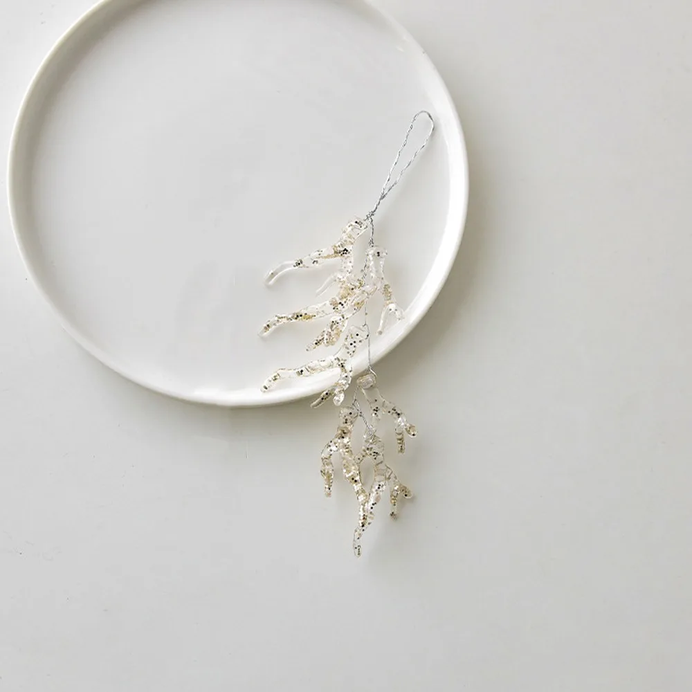 

Acrylic Christmas Icicle Pendant Artificial Leaves Realistic Xmas Tree Hanging Ornament DIY Craft Glitter Christmas Branches