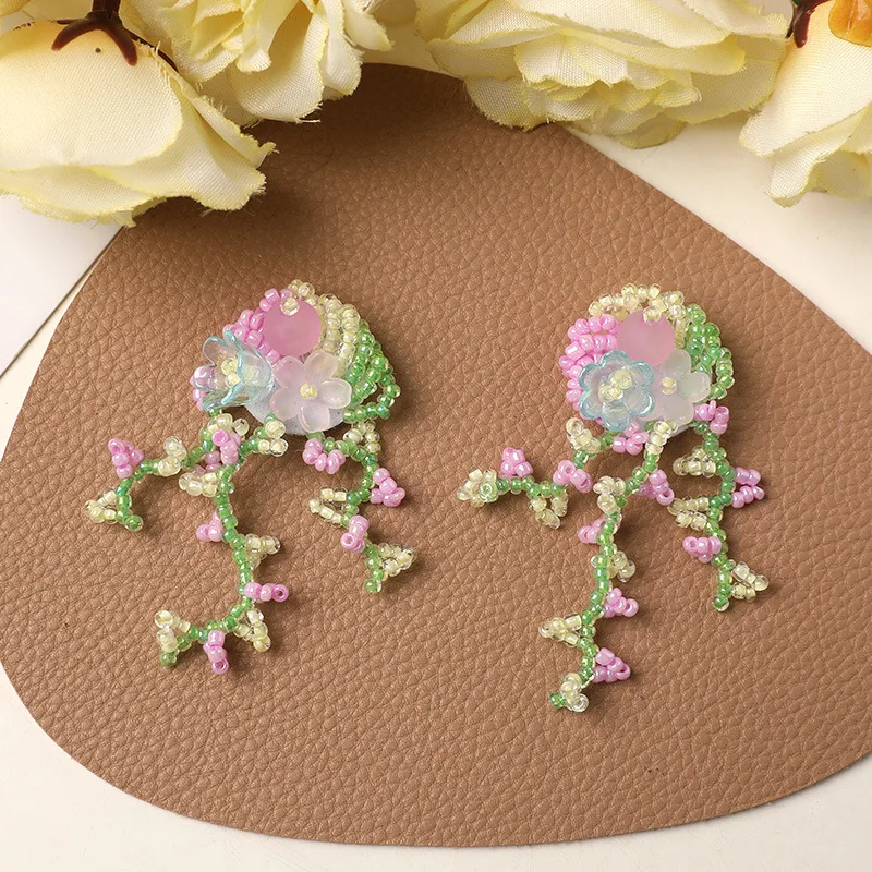 

10 шт., роскошные зажимы для кромок «сделай сам», шапки, сумки, украшения для обуви, нашивки для одежды, зеленое поле, цветок, морская кисточка, нашивка с цветком лозы