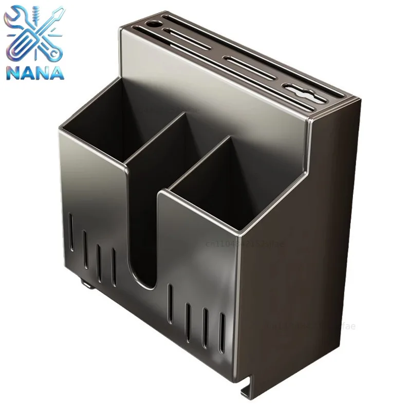 Stainless steel chopstick storage box, holder, integrated storage, kitchen rack, wall-mounted spoon bucket, chopstick cage