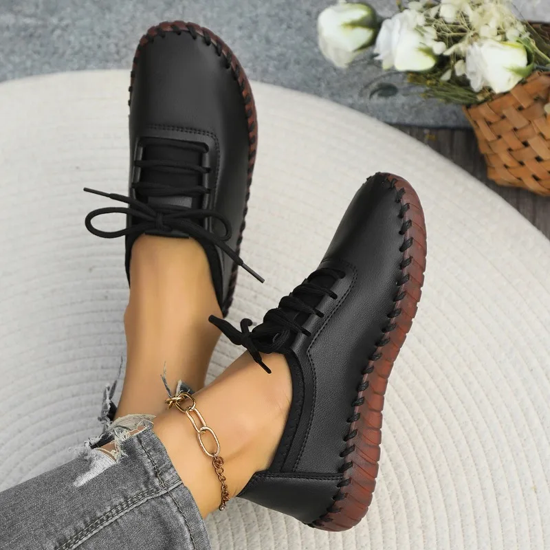 Hand-sewn Autumn Women Shoes 2024 New Casual Lace Up Women's Sneakers Light Comfortable Running Sports Shoes Zapatos De Mujer