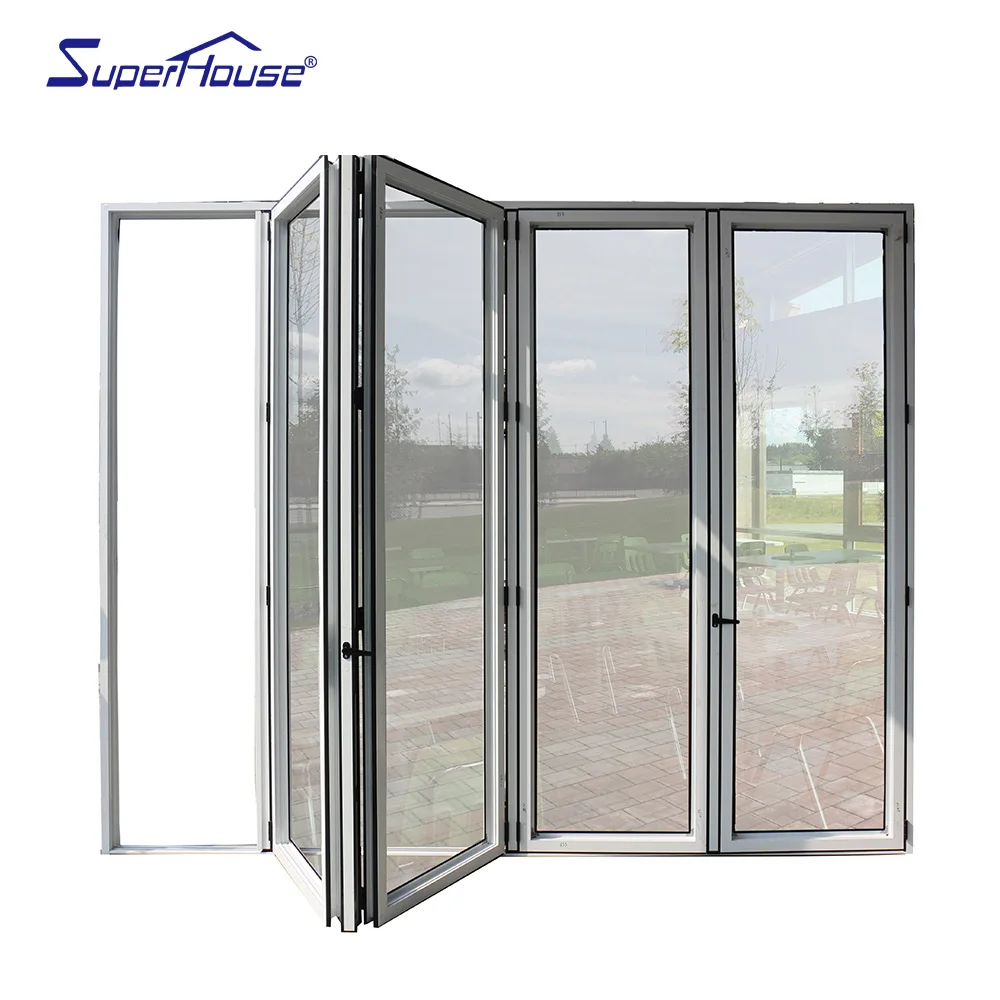 Custom Florida FPA Hurricane Impact Proof Aluminium Bifold Door Storm Resistant Protection Patio Bi Folding Doors For Residentia