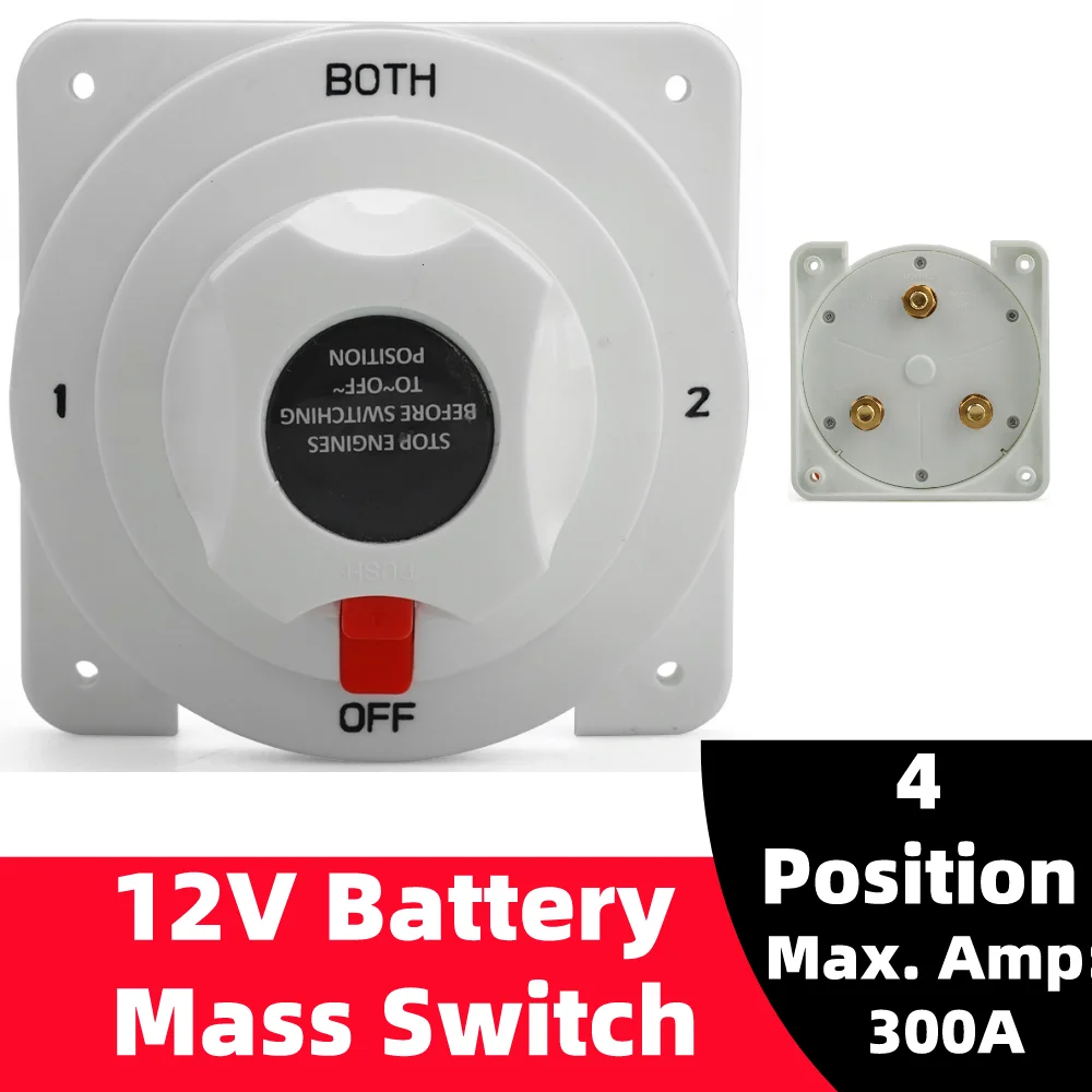 1 Off 2 Both White Distribution Marine Boat Battery Switch Marine Dual Battery Selector Switch For Camper Boat RV Motor Turck