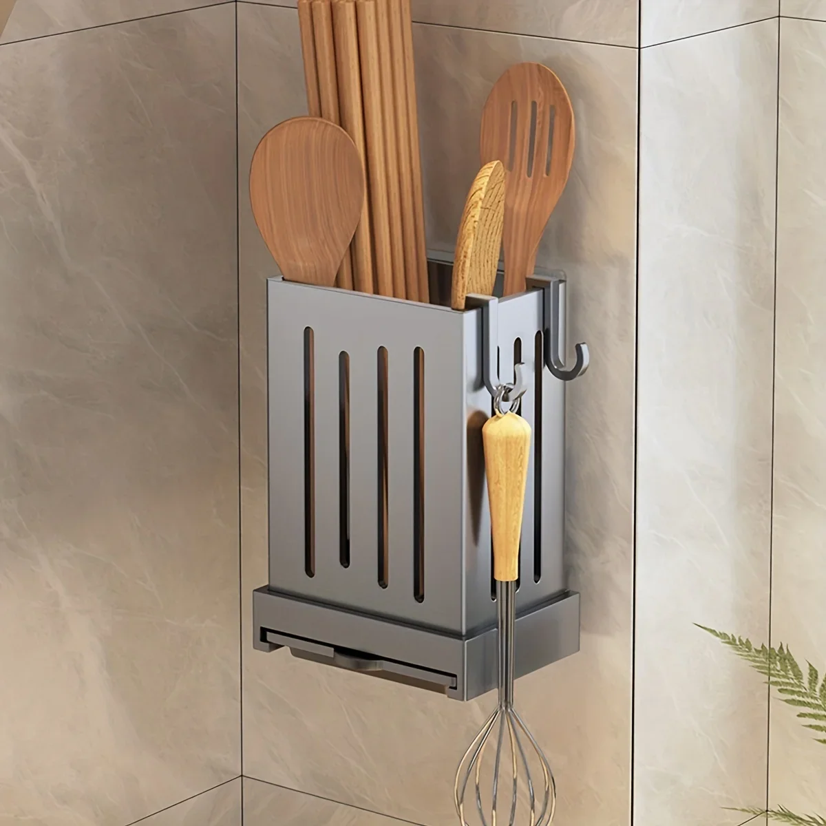 Portautensili da Cucina e Organizzatore per Bacchette da Parete o da Tavolo - Contenitore Portaposate in Plastica Resistente