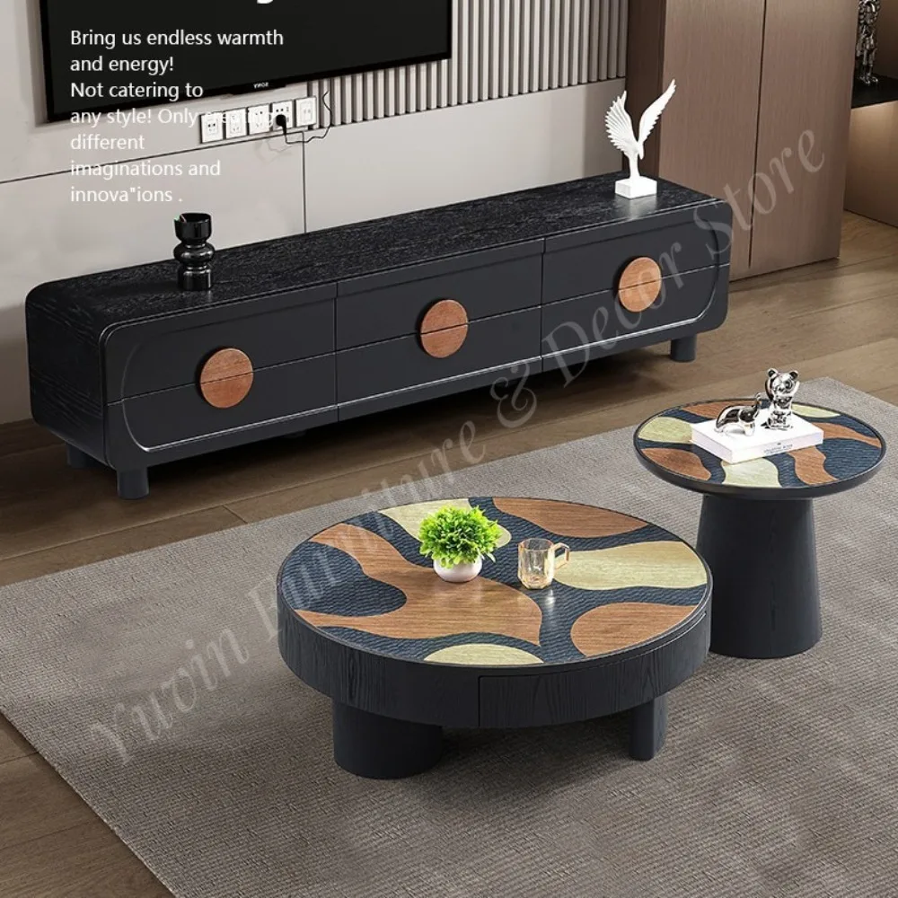 Retro Creative Art Parquet Craft Desktop Living Room Apartment Living Room Coffee Table