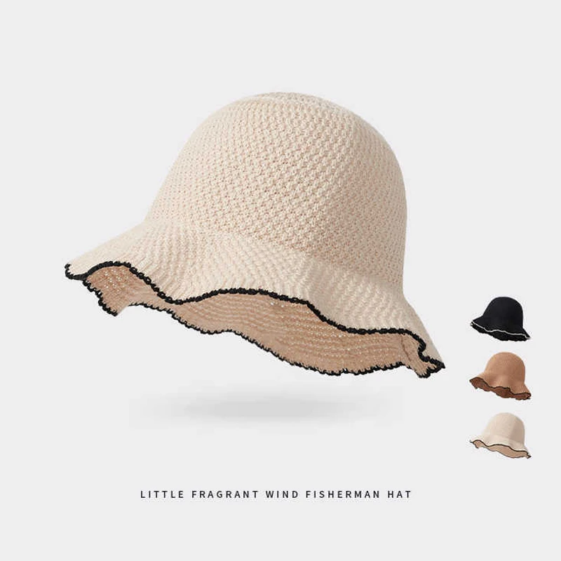 قبعة صياد السمك من الدانتيل الياباني، قبعة حوض صيفية للسيدات، النسخة الكورية، قبعة دلو رقيقة متماسكة عصرية ومتعددة الاستخدامات