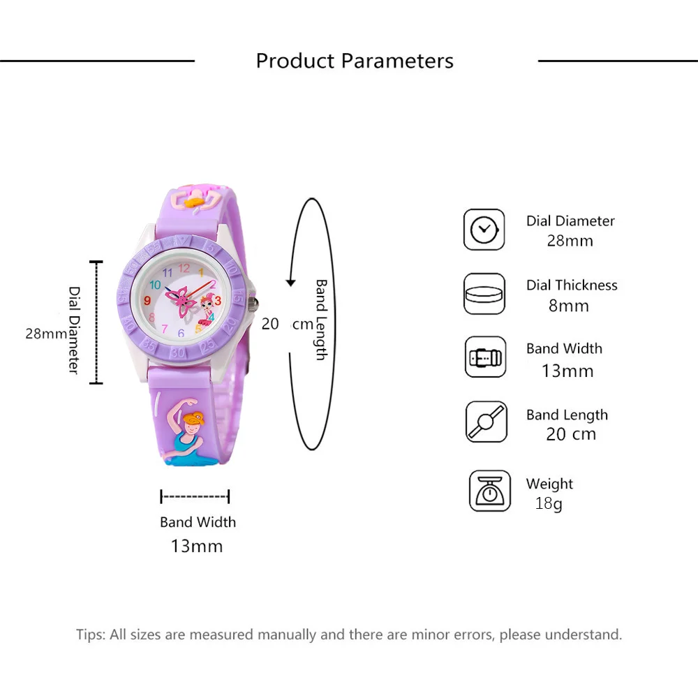 Children's Watches Fashion Cartoon Ballet Girl Design Quartz Watch Sports Silicone Green Clock Gift Wristwatch