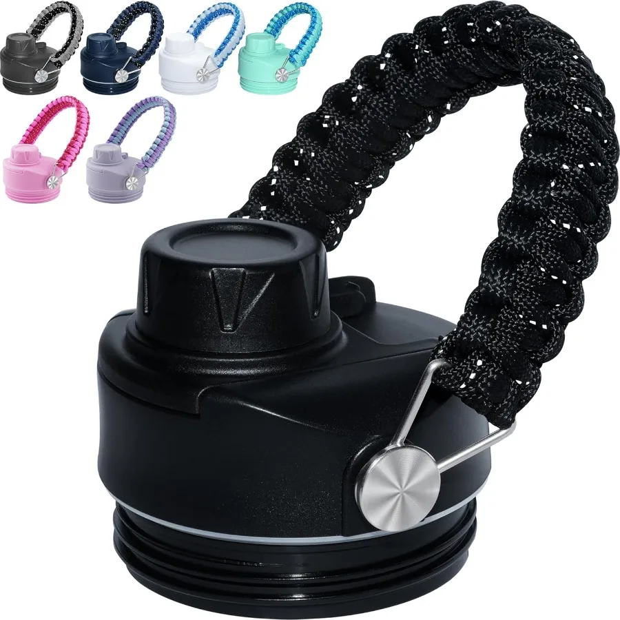 

Stronger Chug Cap for Rambler Lid 12 18 26 36 64 oz Handmade Paracord Handle Spout Lid for Rambler Top Detachable Gasket Hand