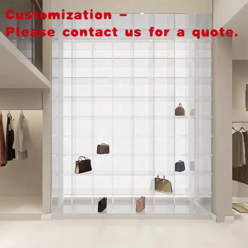 

Изготовленный на заказ настенный шкаф для сумочек, дизайн белого акрилового стенда для сумочек