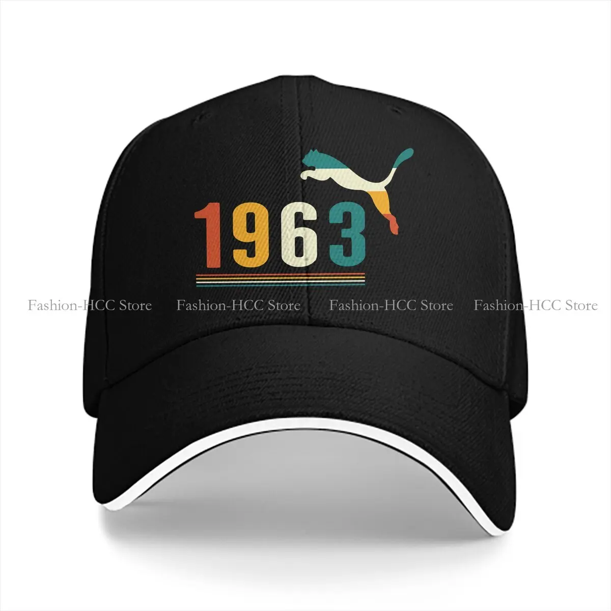 Washed Men's Baseball Cap Vintage Panther Trucker Snapback Caps Dad Hat 1963