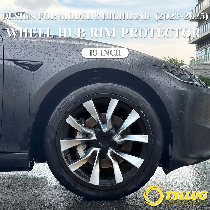

TSLLUG 4 шт. для Tesla Model 3 Highland 2023-2025 19-дюймовый 33-й защитный кольцевой чехол на колесо, защитный чехол на обод, аксессуары