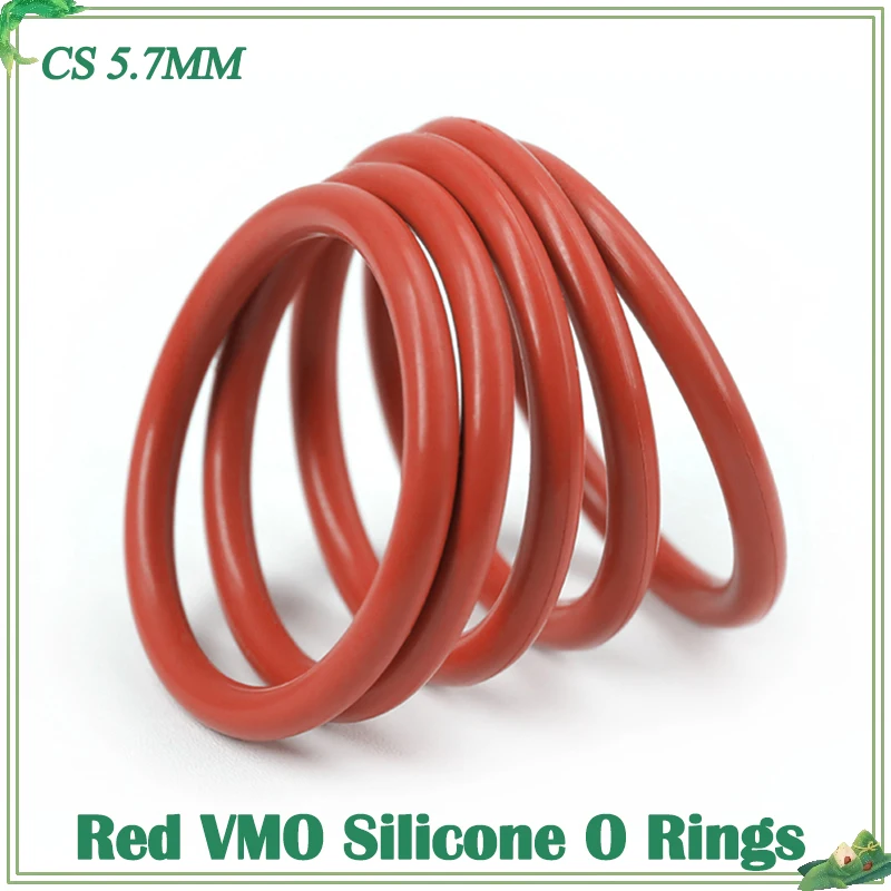 

CS5.7mm OD 40~175mm Food Grade Waterproof Washer Silicone Rubber Insulate Round O Shape Seal 5Pcs Red Silicone VMQ O Ring Gasket