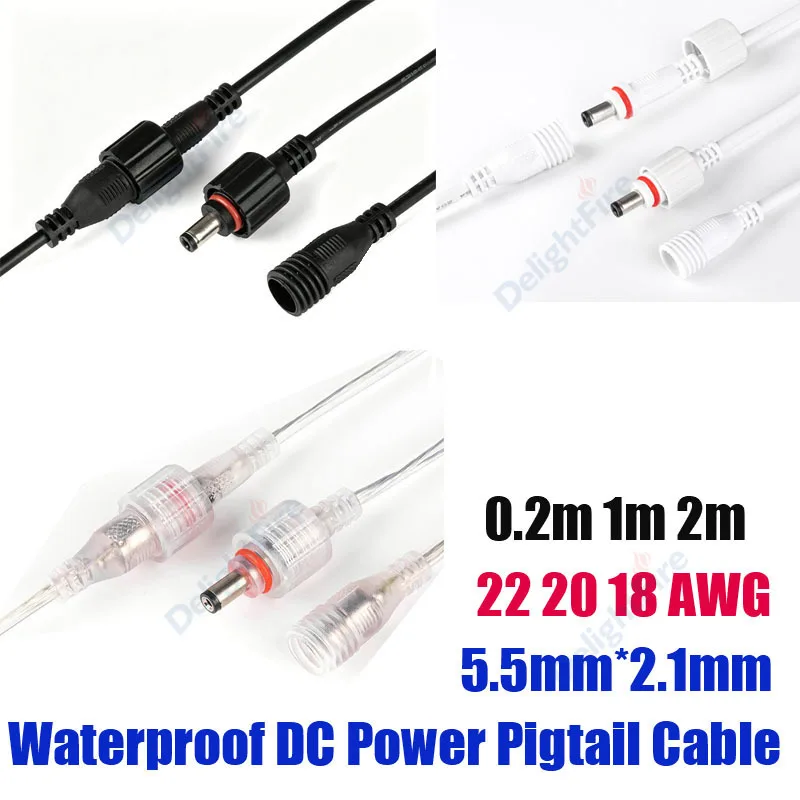 1m Waterproof DC 12V Extension Power Cable Male To Female Solar Lighting Connector Wire for Outdoor CCTV Camera LED Strip Lights