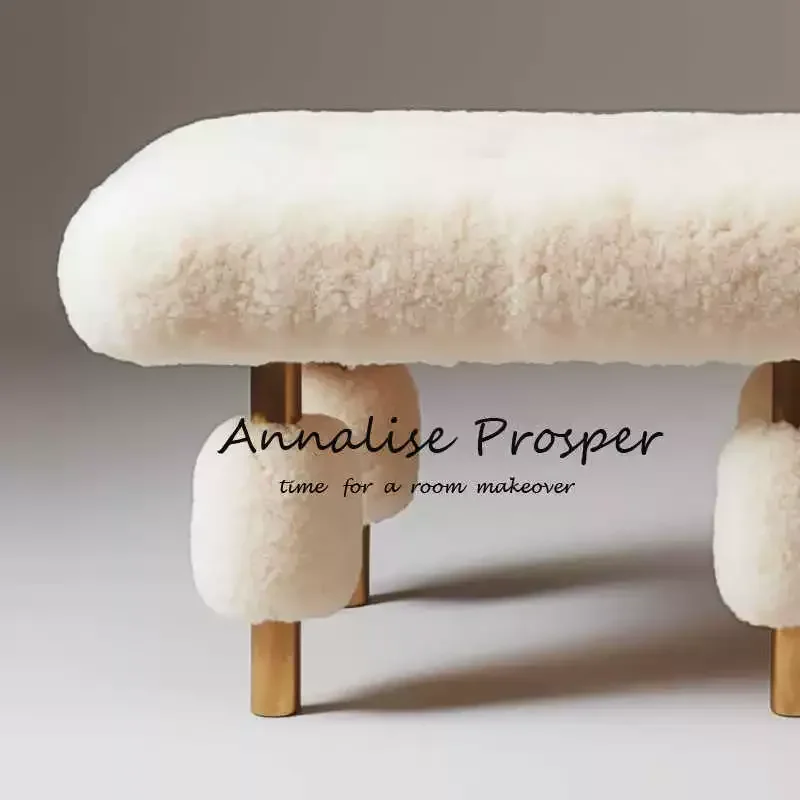 Nordic Fabric Bench for Entryway Cloakroom Shoe Changing Stool Bedroom Cream Style Bed End Sofa Bench