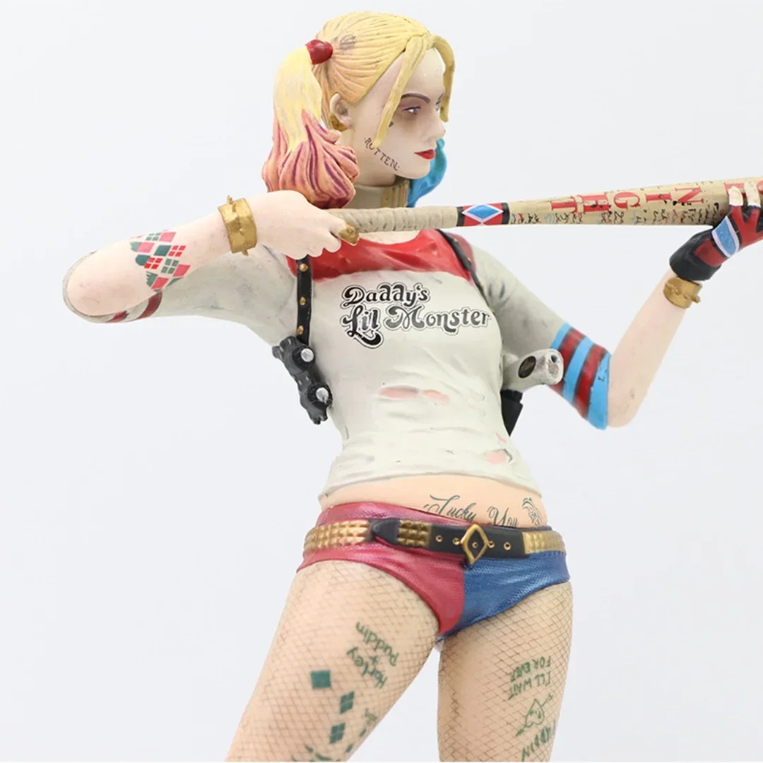 23cm Suicide Squad DC Ugly Girl  Harley Quinn Joint Mobility Doll Toys Pvc Anime Figurine Model Desktop Decoration Gifts