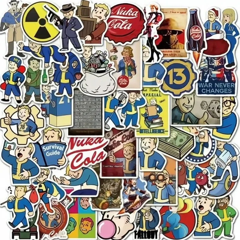 Fallout Cartoon Graffiti Autocollants, Ordinateur Portable, Bagages, Téléphone Portable, Tasse à Eau, JEMotorcycle, Autocollants Décoratifs DIY, 50Pcs