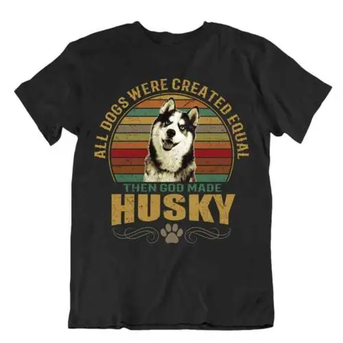 Husky Dog T-Shirt Cute Gift For Pet Lovers Best Friend Vintage Cool Present Fun