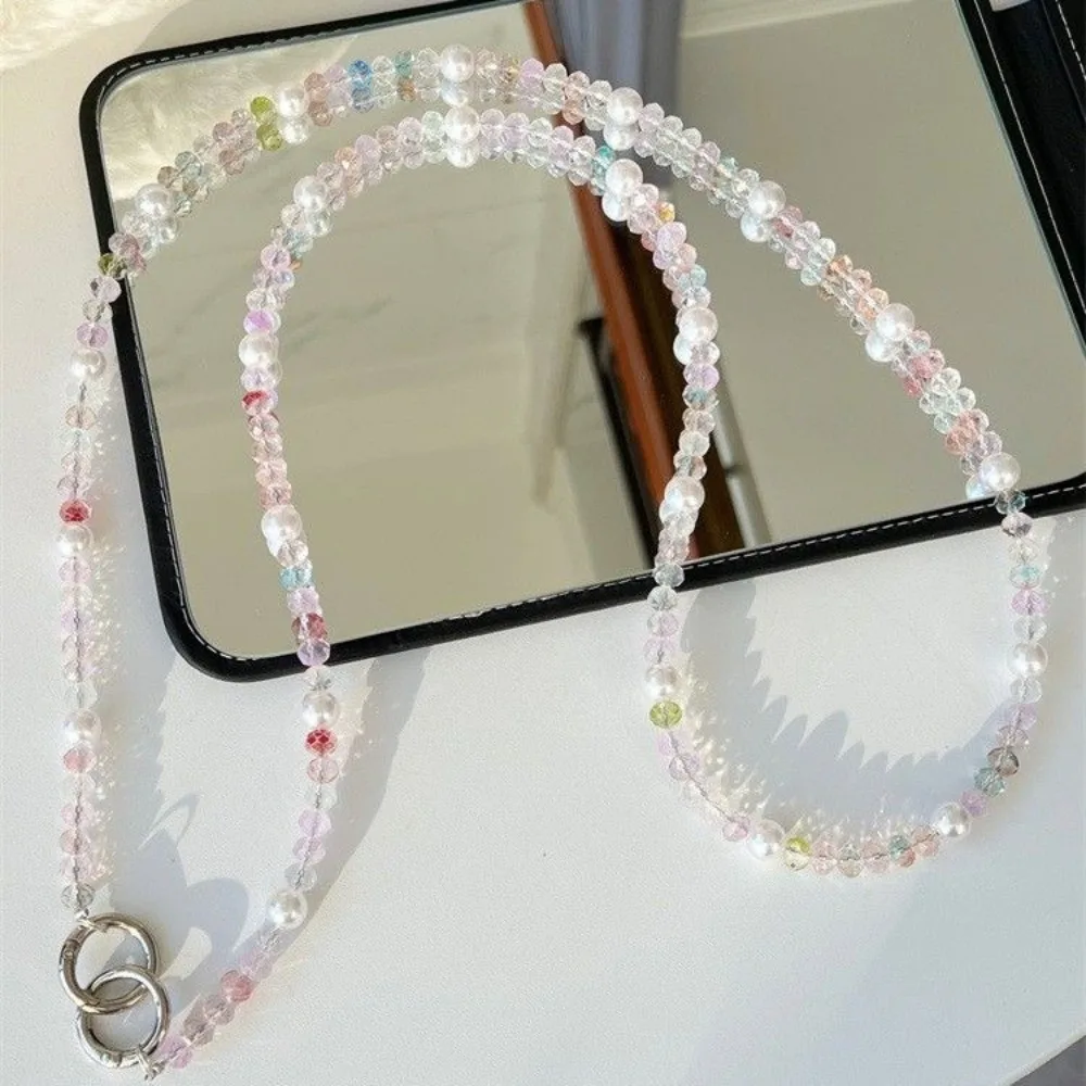 Colorful Pearl Mobile Phone Hanging Rope, Long Crossbody Hanging Neck, High-End Goddess Pendant