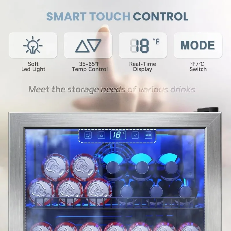 Manastin 음료 냉장고 쿨러-미니 냉장고 독립형 쿨러, 조절 가능한 선반 및 디지털 온도 디스플레이, 3.2 Cu. ft