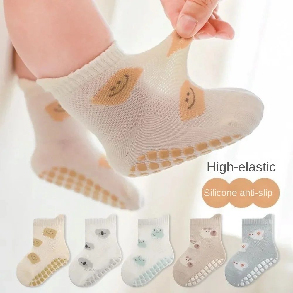 

5 Pairs Cute Cartoon Pattern Childrens Non-Slip Socks Breathable Comfortable Floor Socks Baby Socks Summer Mesh Toddler Socks