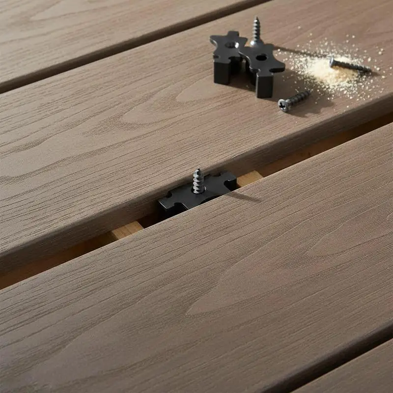 

Composite Decking Clips 250PCS For Terrace Courtyard Balcony, Grooved Board Fastening Hidden Installation Polypropylene PP Plastic Clips Metal Screws 0.26 inch Gaps Black
