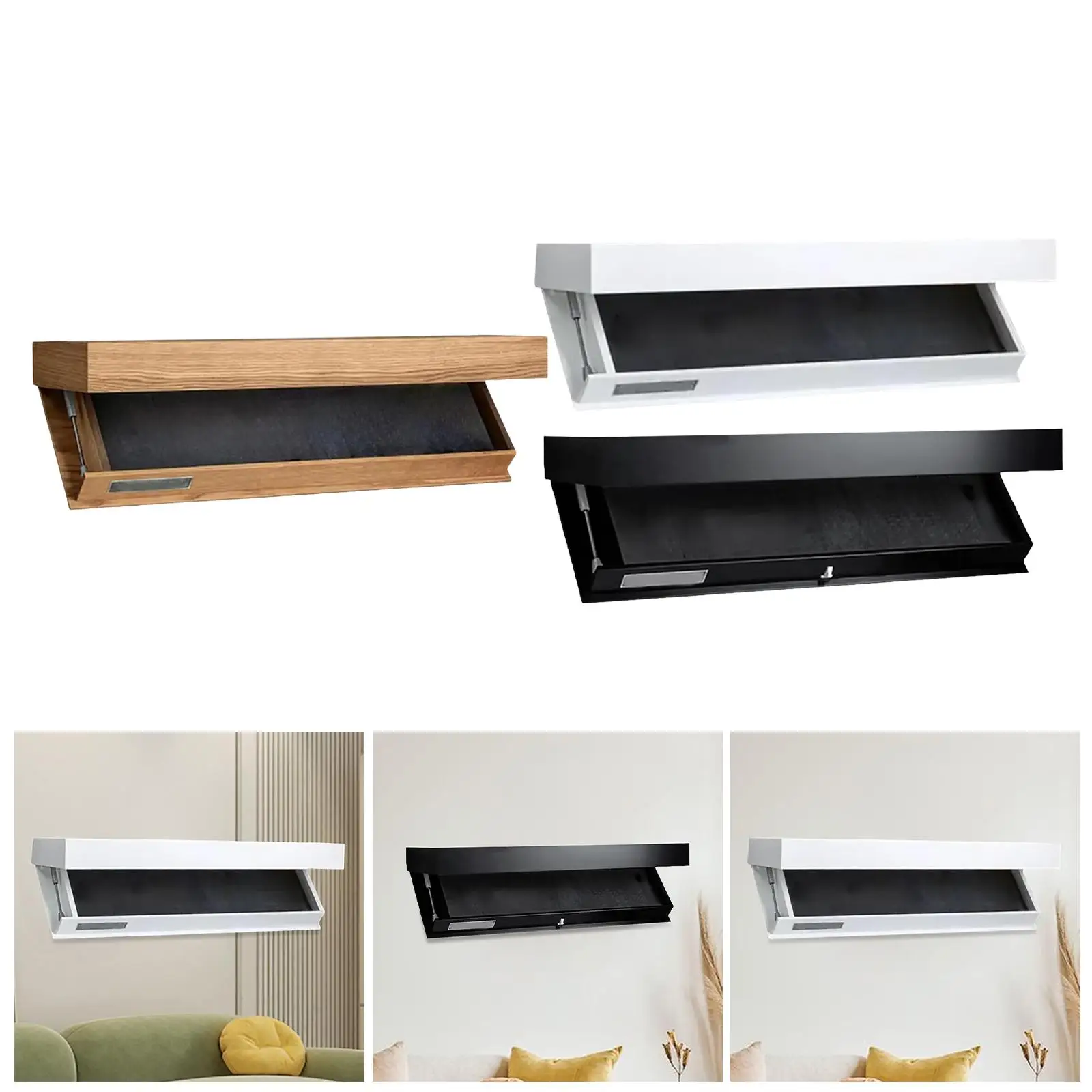 

Float Shelves for Wall Flap Concealed Shelves Compartment Storage Rack Holder for Bathroom Nursery Office Farmhouse