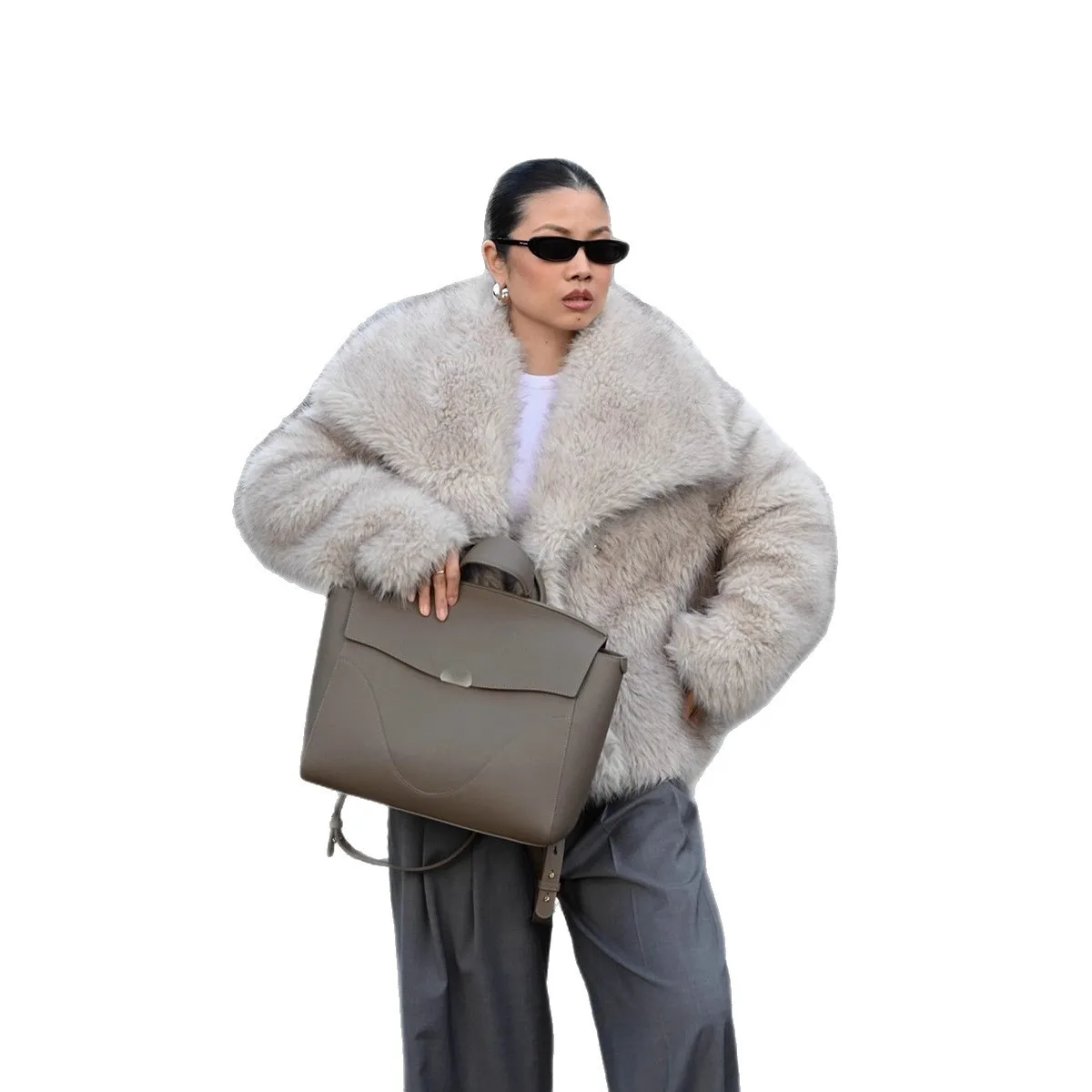 

Imitation fox fur short big fur collar new European and American solid color