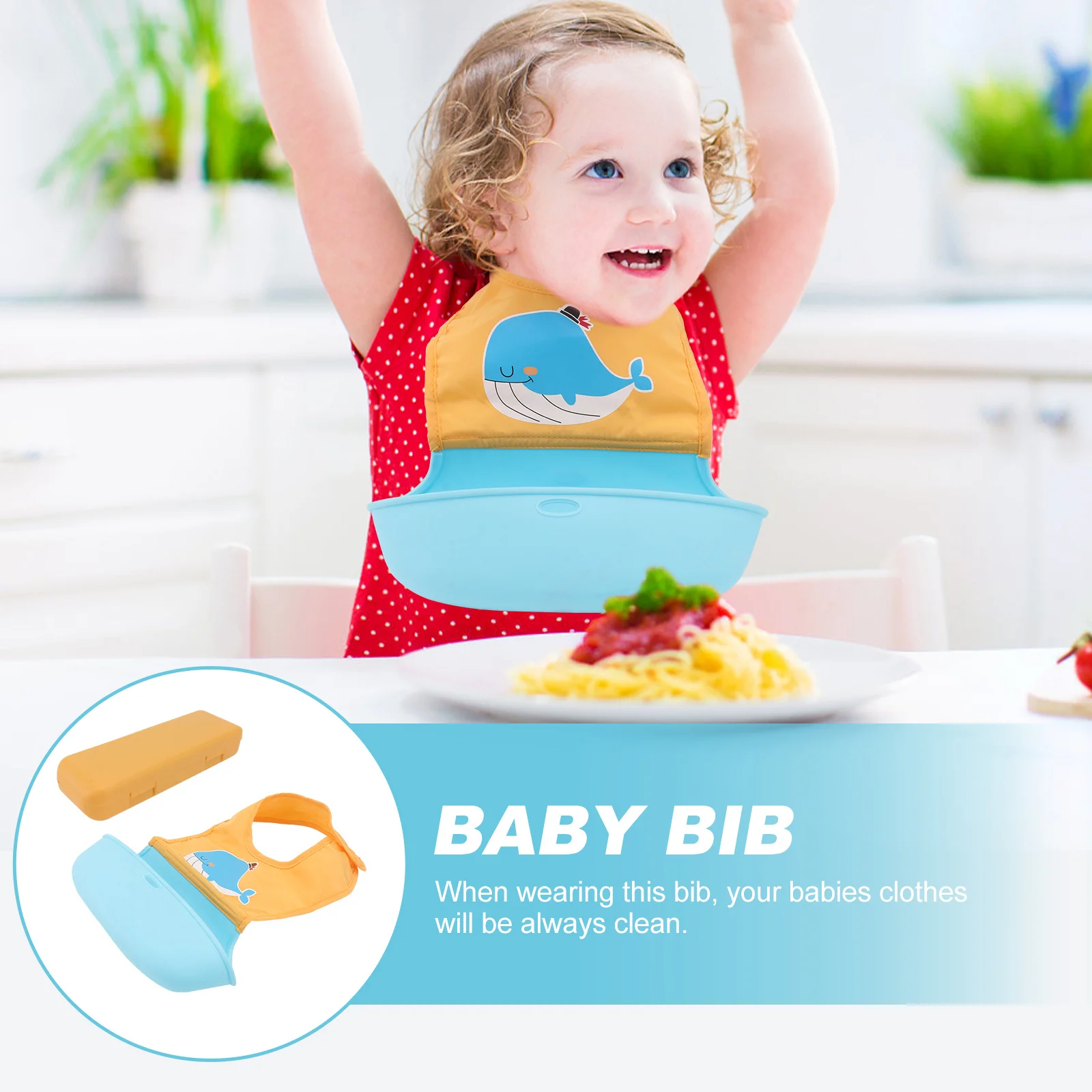 

1pc Cartoon Baby Bib Silicone Waterproof Feeding Bib For Kids Toddler Adjustable Smooth Easy Clean Drool Catcher Dining Apron