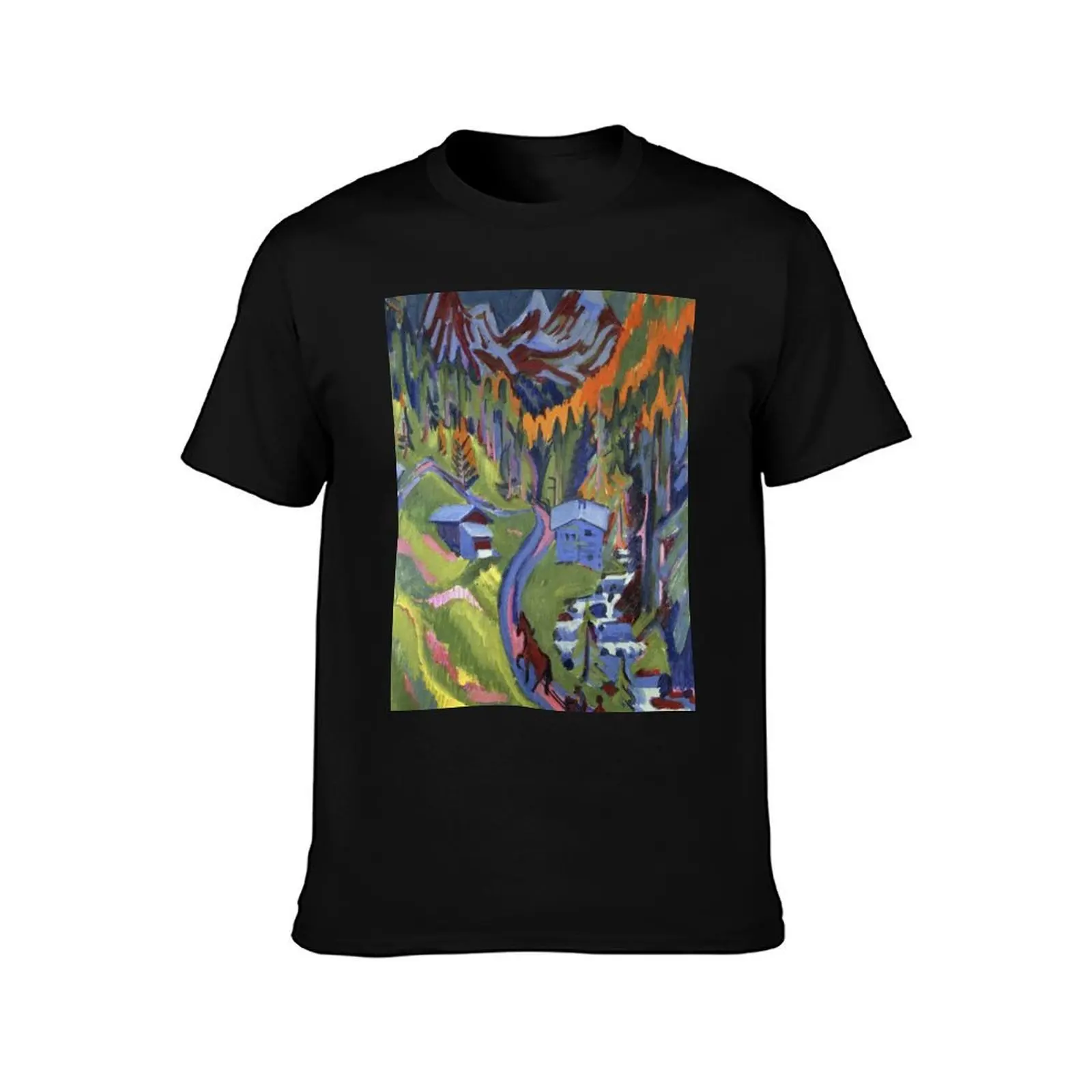 Ernst Ludwig Kirchner - Sertig Path In Summer T-Shirt High Elasticity Sports Tee Shirt T-Shirt