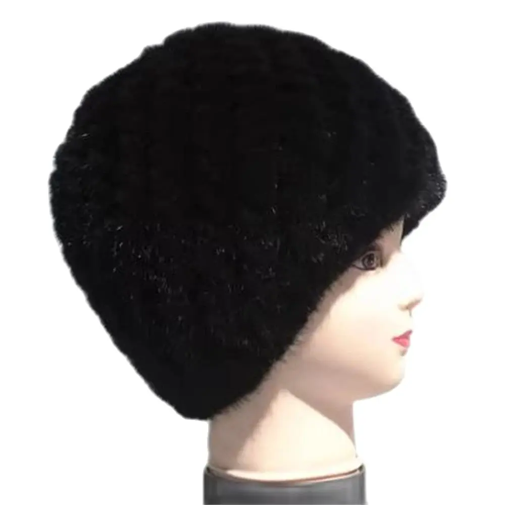 

Female Knitted Mink Hair Wool Hat Thermal Fur Hat Thickening High Quality Hot Sale Winter Winter Thermal Fur Hat Thickening