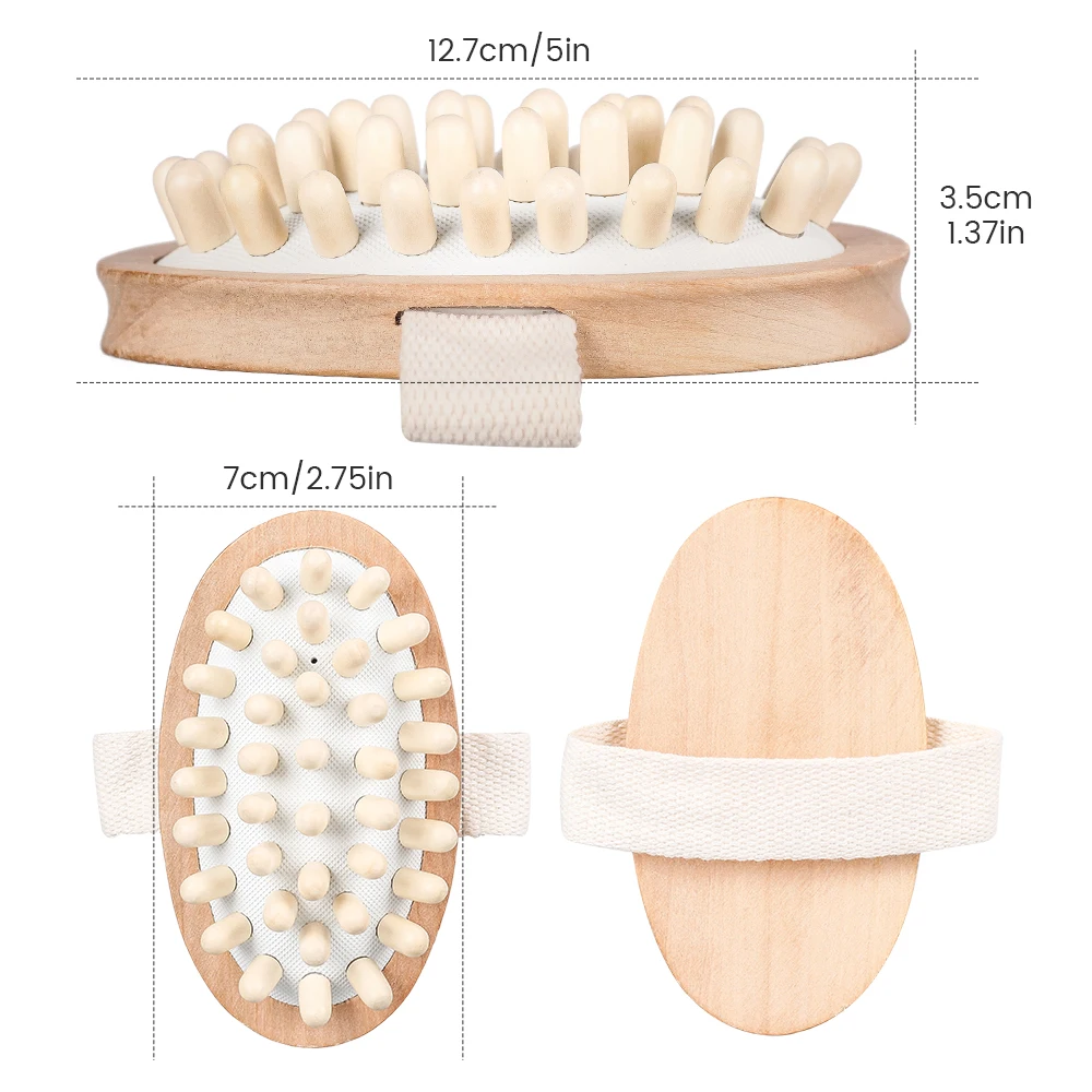 Masajeador corporal de madera manual, cepillo corporal, reduce la celulitis y alivia los músculos tensos