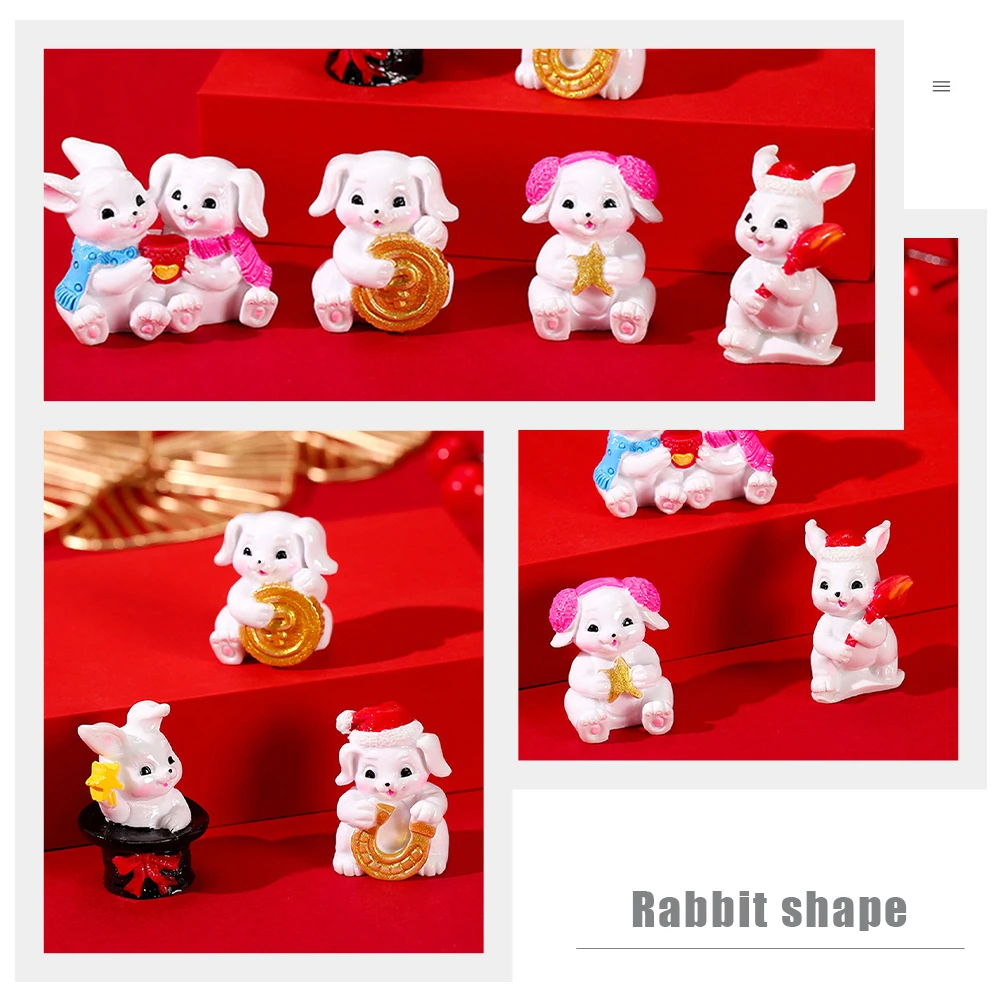 

6 Pcs Mini Simulated Rabbit Rabbits Critters Decoration Miniatures Statues Animal