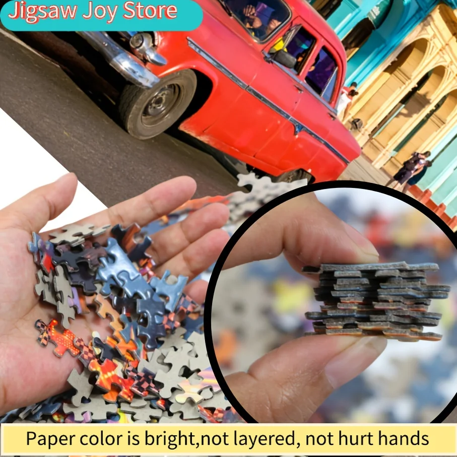 1 Box () Paper Puzzle Pieces - Fit Together Perfectly for Adults "Street Cars" Game - Ideal for Parties, Family & Friends Acti
