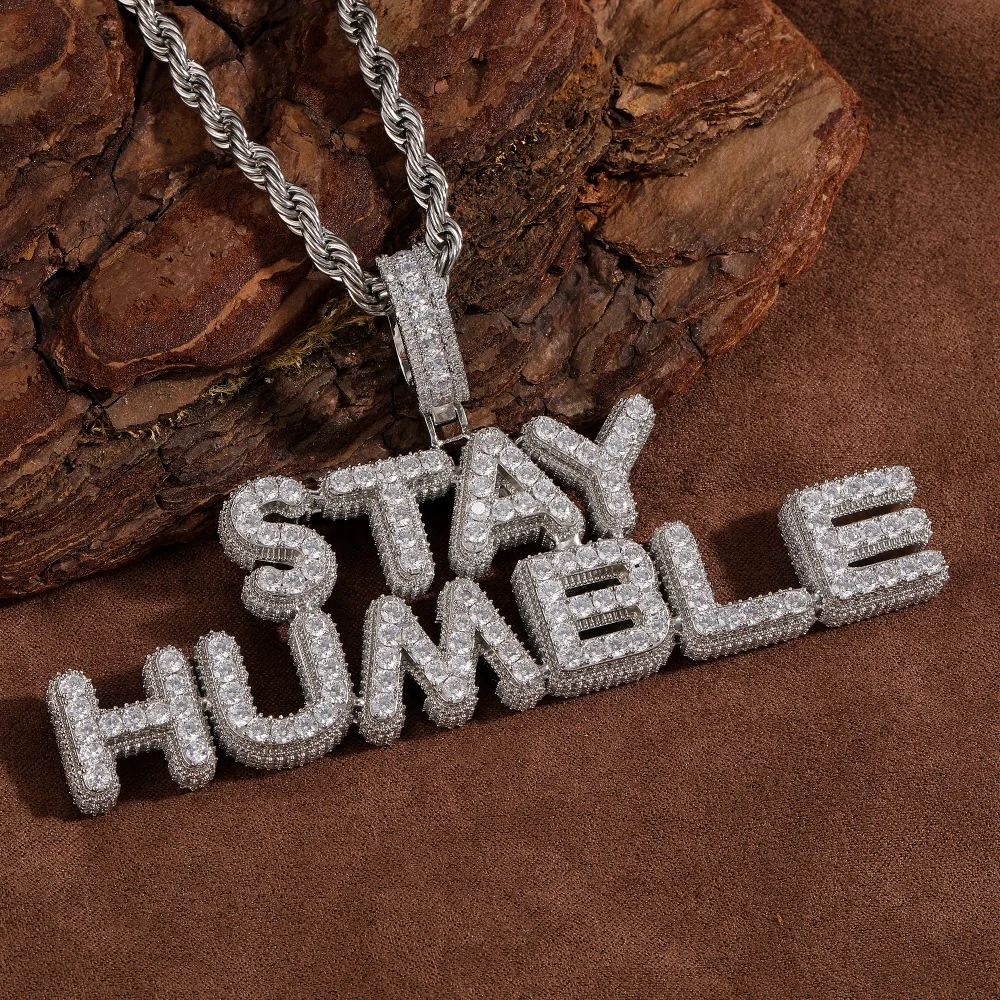 Custom Alphabet Intital Letter Pendant 5A+ CZ Necklace IcedOut Cubic Zirconia Gift For Men Women Irregular Shape Zircon Stones