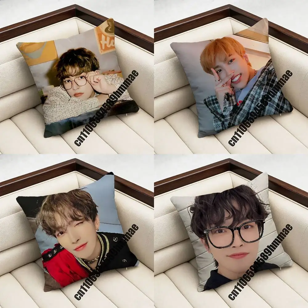 

For A-ATEEZ K-Kim Hong Joong Throw Pillow Case Sham 45x45cm 40x40cm Square Car Pillowcase Pad Cushion Cover