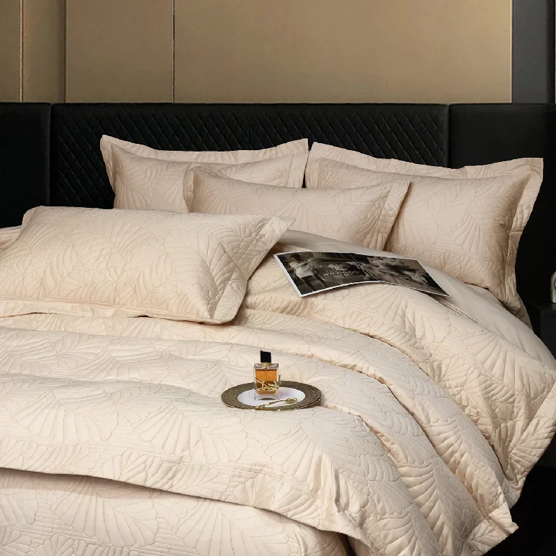 100% Cotton 100s High Thread Count Quilted Coverlet Set 3Pcs, Luxury Soft All-Season Bedspread with 2 Pillowcase