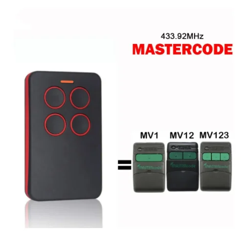 MASTERCODE MV1 MV12 MV123 Remote Control Garage Door Remote Control Gate Opener