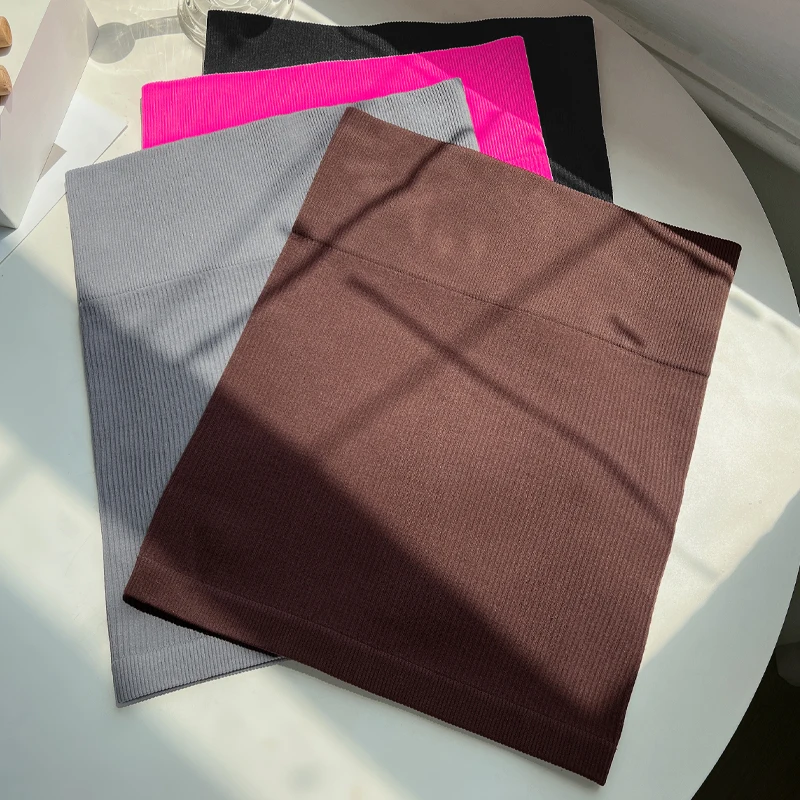 Women's Basic Elastic High Waist Bodycon Pencil Mini Skirt Casual Summer Ribbed Knit Package Hip Short Skirt Fashion Streetwear