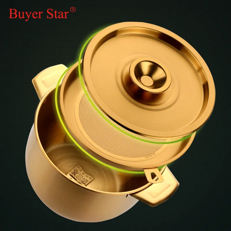 Buyer Star Stainless Steel 2.8L Oil Strainer Pot Container Gold Soup Storage Can With Filter Cooking  Kitchen Household Tools