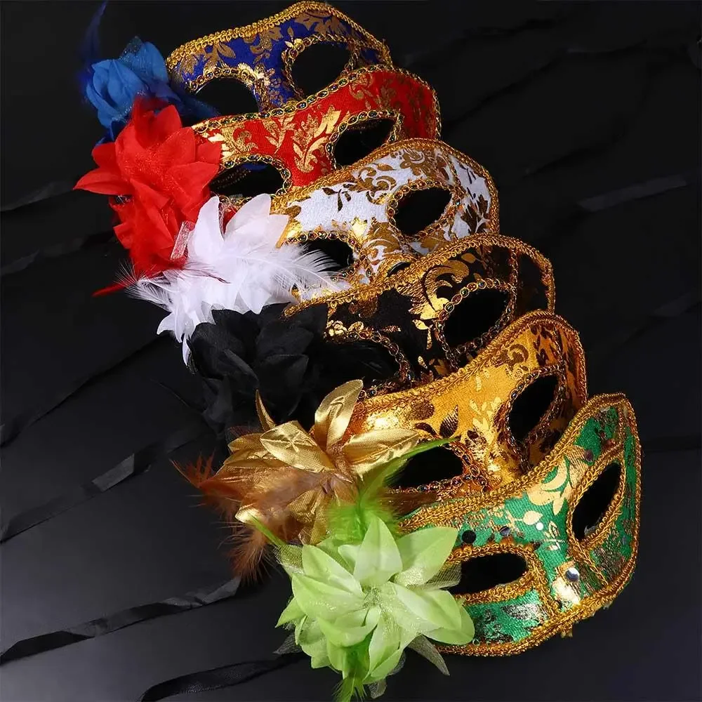 

Glitter Half Face Floral Masquerade Mask Woman Venice Mask Halloween Costume Accessories For Cosplay Party