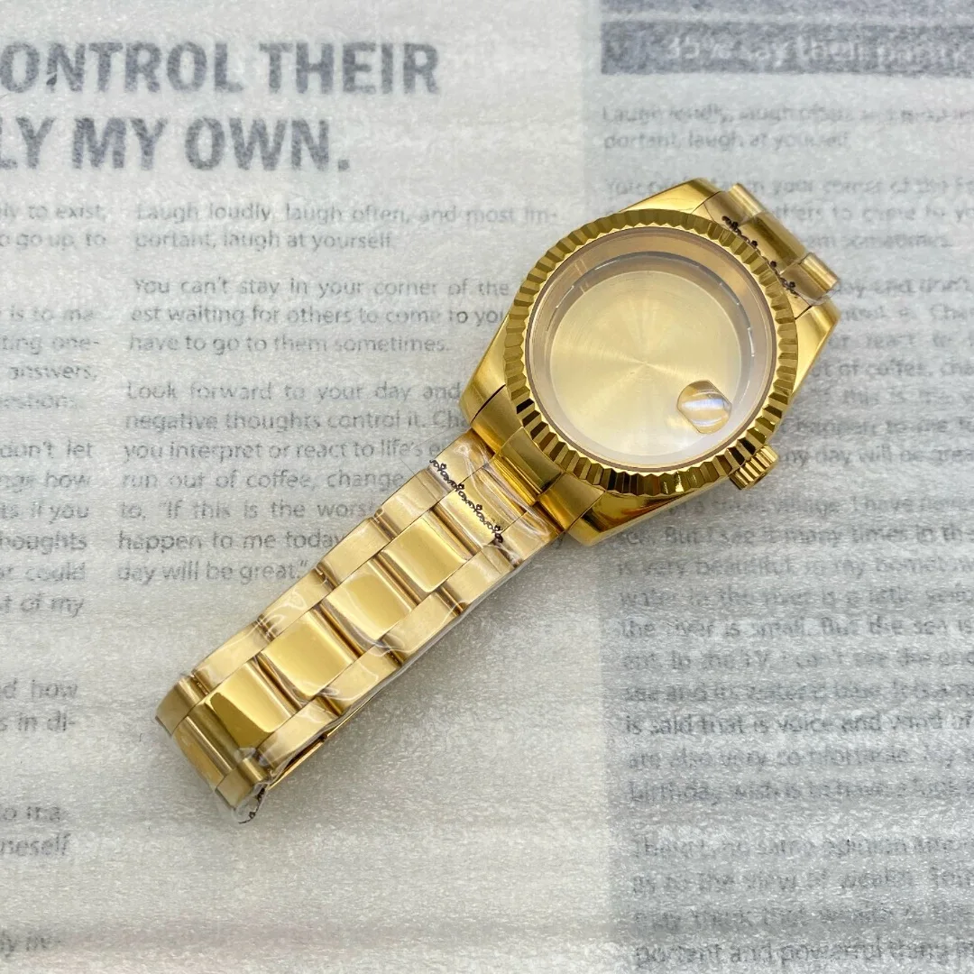 36mm 39mm Schwarzgold Oyster Perpetual DateJust Uhrengehäuse und Armband für Seiko NH35 NH36 NH38 Automatikwerk, passend für 28,5-29mm Zifferblatt – Detail 7