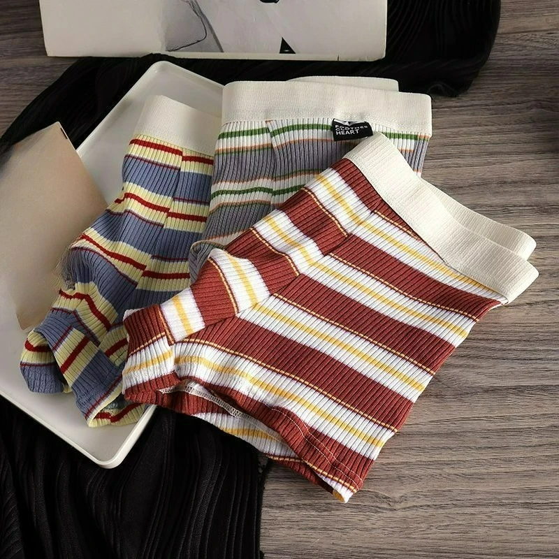 Men's underwear striped pure cotton trend new sports boxers youth personality comfortable breathable four-corner short pants