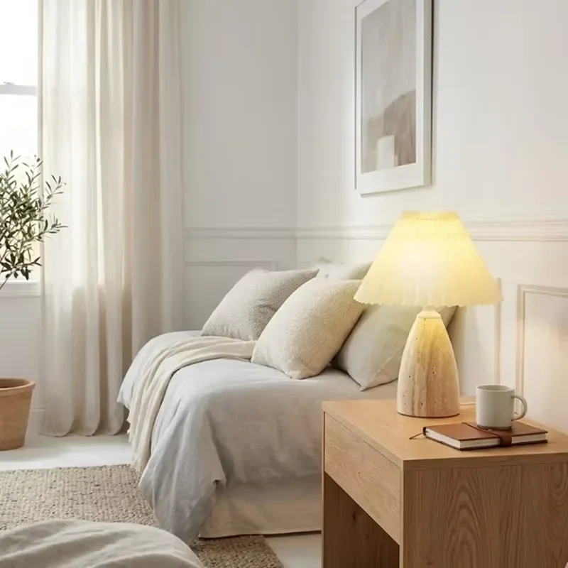 Japanese Wabi-Sabi Style Desk Lamp for Bedroom Headboard Vintage Cream Hotel Homestay Designer Mid-Century Decor Table Light