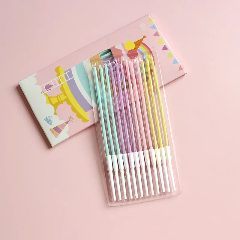 12 قطعة، شموع عيد الميلاد، دعائم صور لحفلات أعياد الميلاد بلون الحلوى، زينة كعكة قوس قزح، شموع كعكة الذكرى السنوية