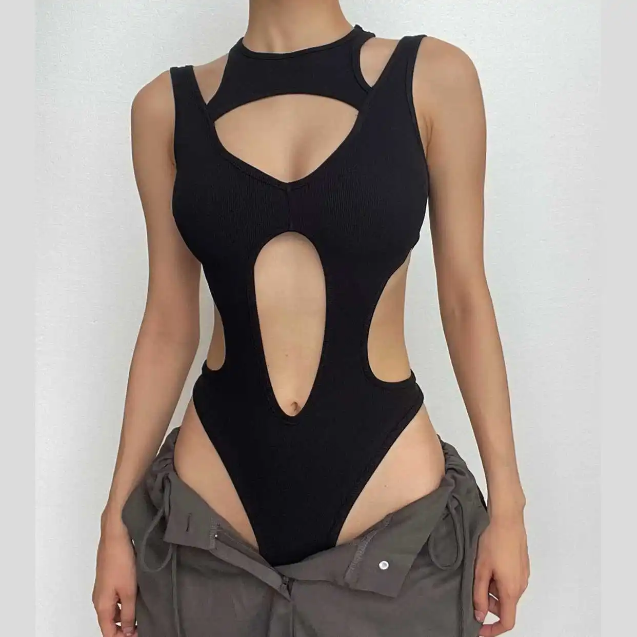 

Sexy Multi-Cutout One Piece Swimsuit Women Swimwear Fashion Lady High Neck Bodysuit Mujer Summer Vacation Beachwear Bathing Suit